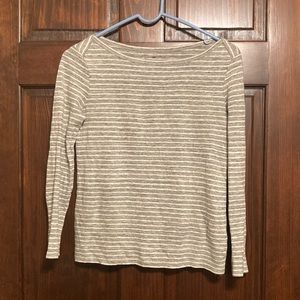 J. Crew XXS Wide Neck Slim Grey and White Striped Longsleeve